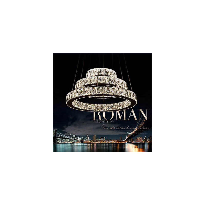 Pendant Light Modern Lighting Warm White Three Rings D204060 Transparent K9 Large Crystal Ceiling Lights