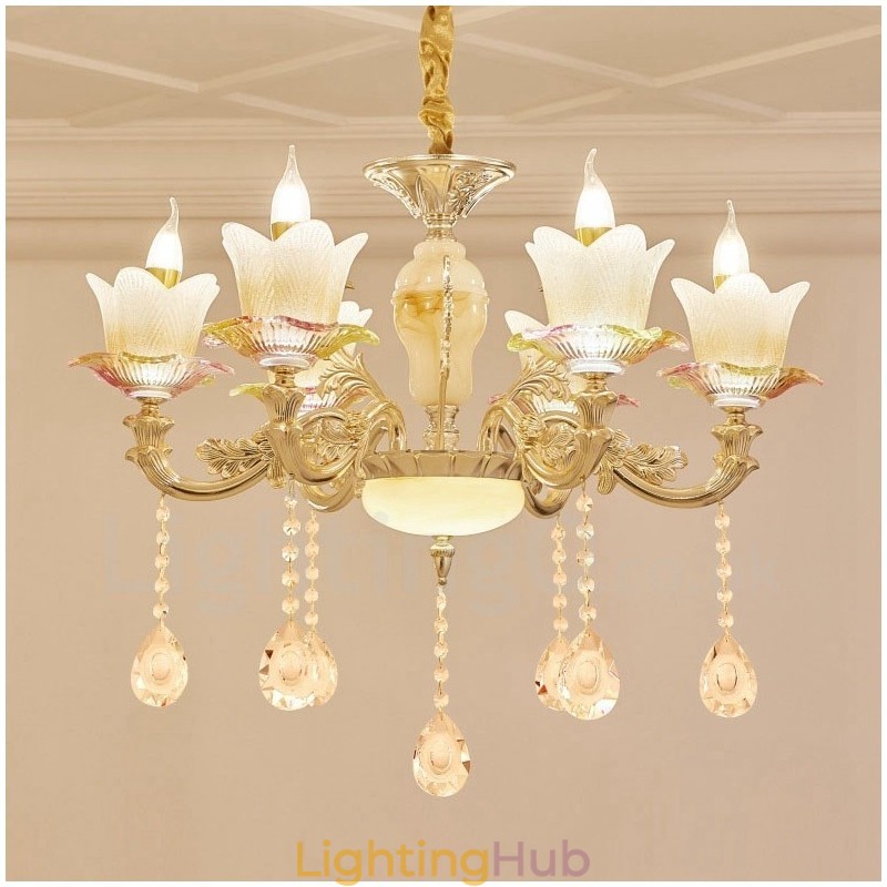 6 Light Traditional Classic Integrated Metal Chandelier