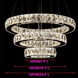 Pendant Light Modern Lighting Warm White Three Rings D204060 Transparent K9 Large Crystal Ceiling Lights