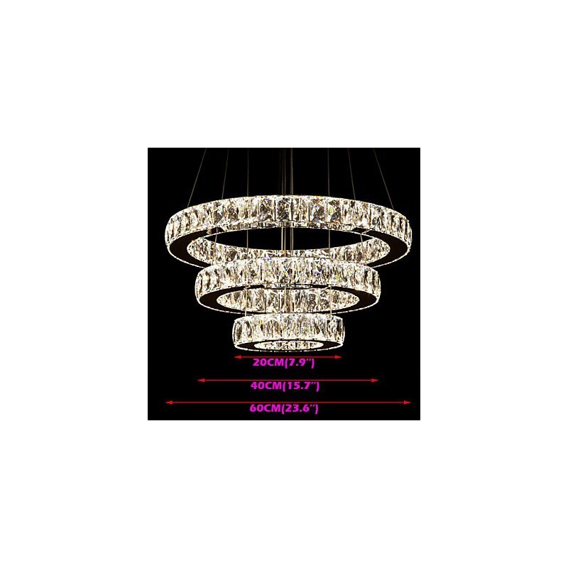 Pendant Light Modern Lighting Warm White Three Rings D204060 Transparent K9 Large Crystal Ceiling Lights