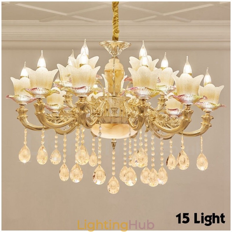 15 Light Traditional Classic Integrated Metal Chandelier