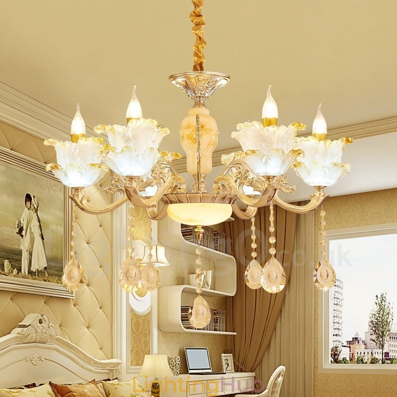 6 Light Traditional Classic Integrated Metal Chandelier