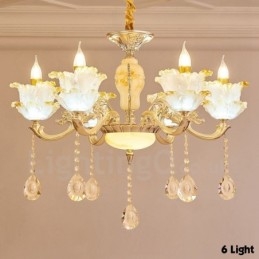 6 Light Traditional Classic Integrated Metal Chandelier