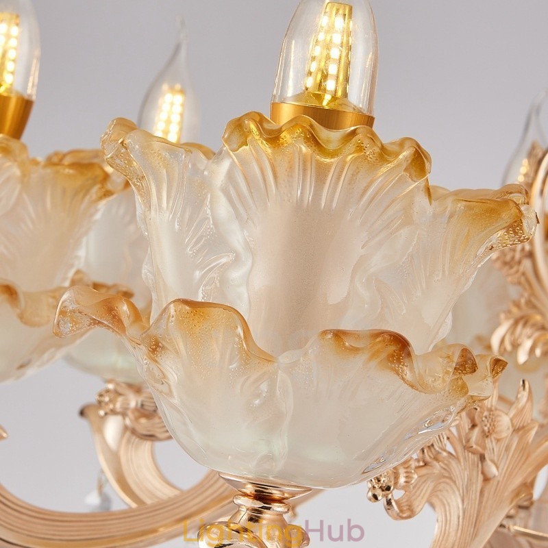 6 Light Traditional Classic Integrated Metal Chandelier