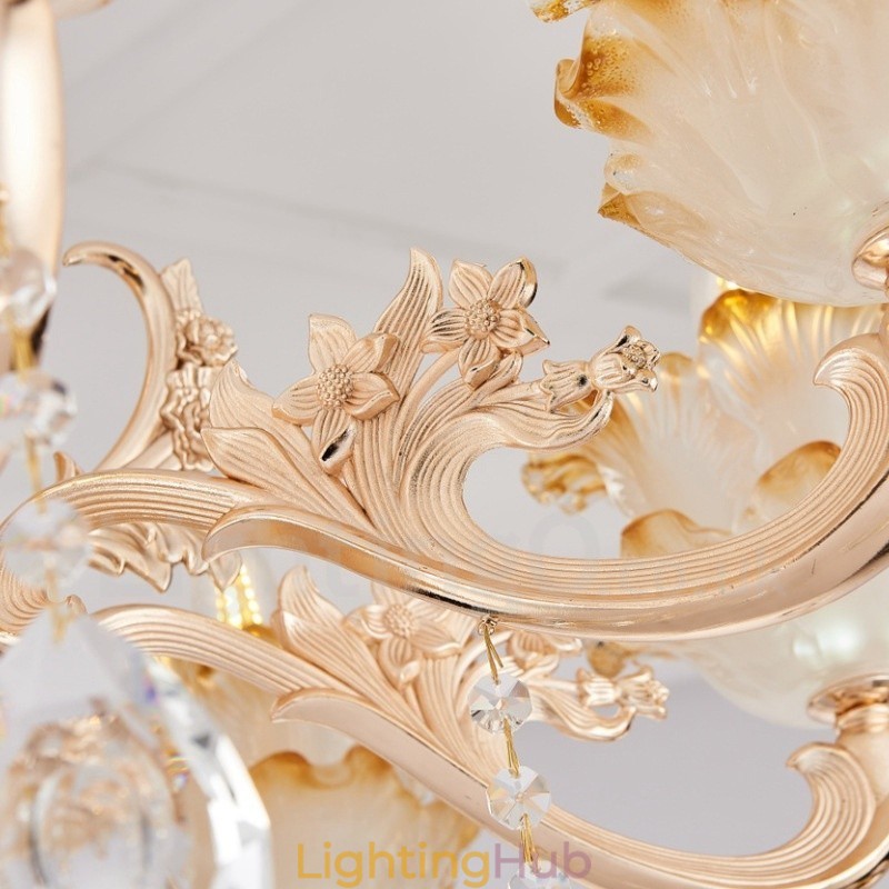 6 Light Traditional Classic Integrated Metal Chandelier