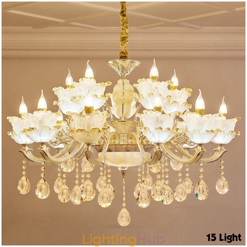 15 Light Traditional Classic Integrated Metal Chandelier