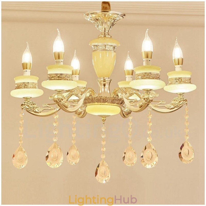 6 Light Traditional Classic Integrated Metal Luxury Chandelier