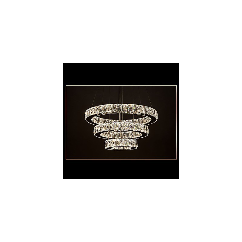 Pendant Light Modern Lighting Warm White Three Rings D204060 Transparent K9 Large Crystal Ceiling Lights