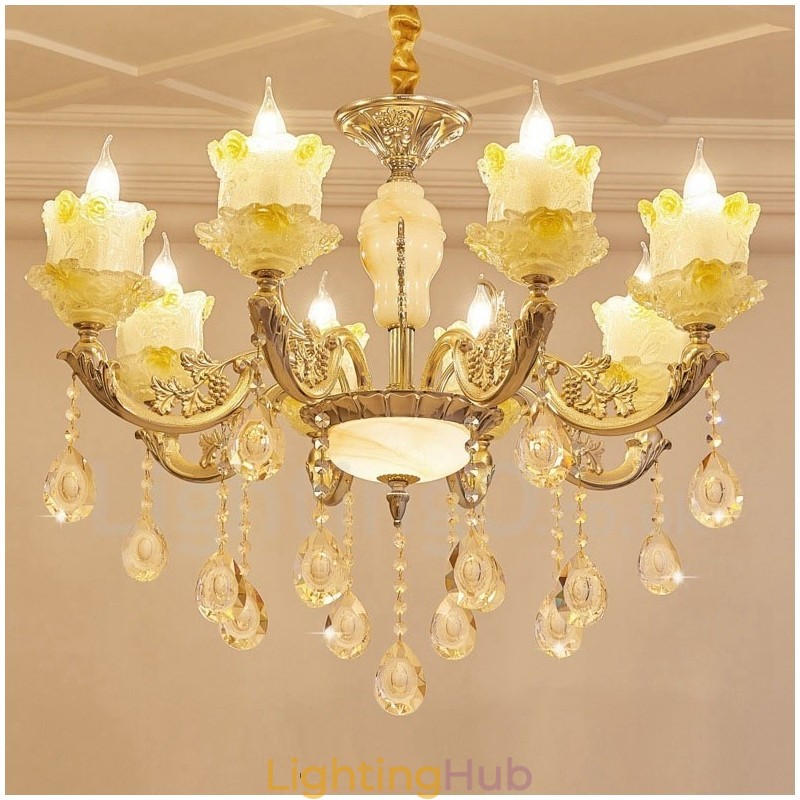 8 Light Traditional Classic Integrated Metal Chandelier