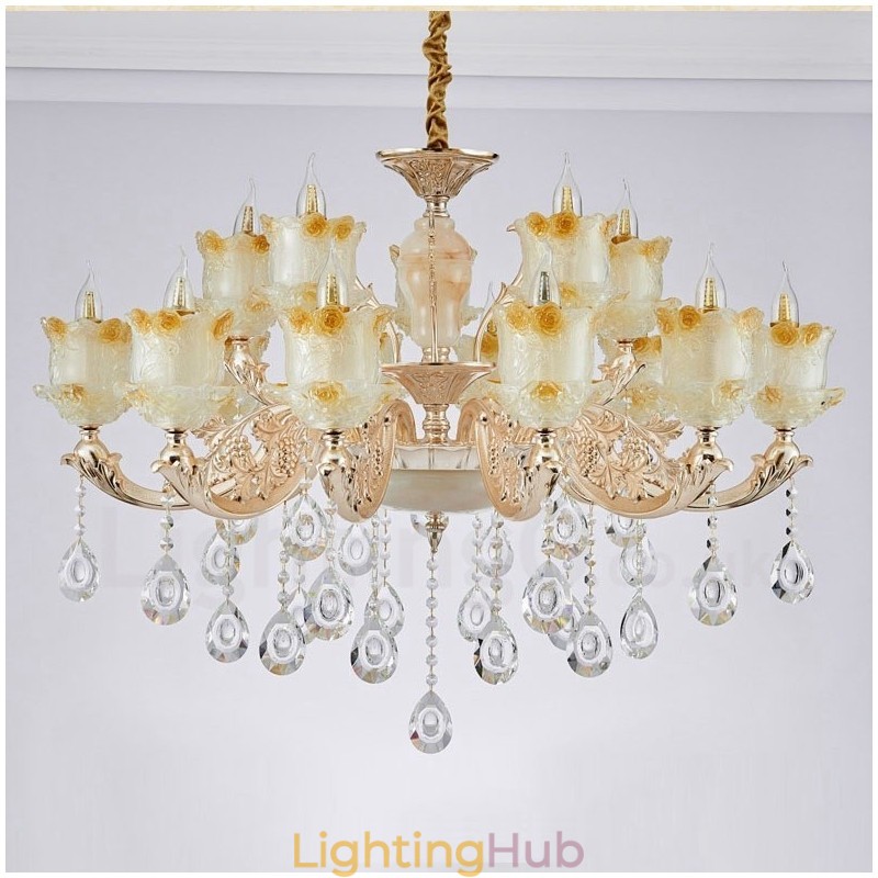 15 Light Traditional Classic Integrated Metal Chandelier