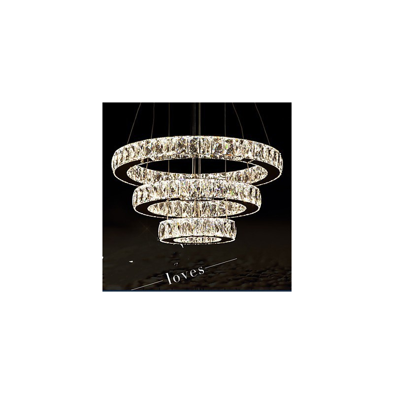 Pendant Light Modern Lighting Warm White Three Rings D204060 Transparent K9 Large Crystal Ceiling Lights