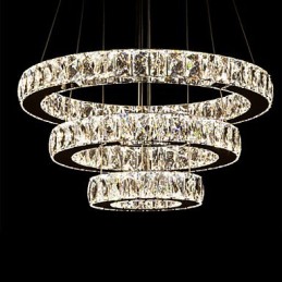 Pendant Light Modern Lighting Warm White Three Rings D204060 Transparent K9 Large Crystal Ceiling Lights