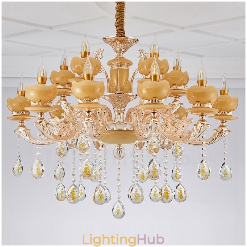 15 Light Traditional Classic Integrated Metal Chandelier