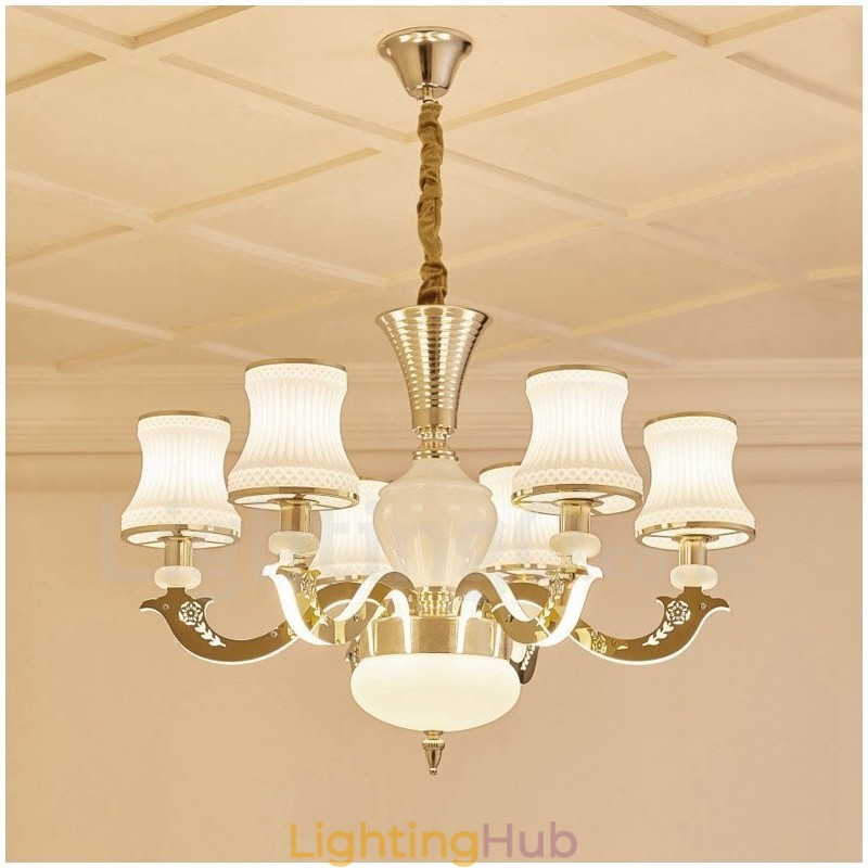 6 Light Traditional Classic Integrated Metal Luxury Candle Chandelier