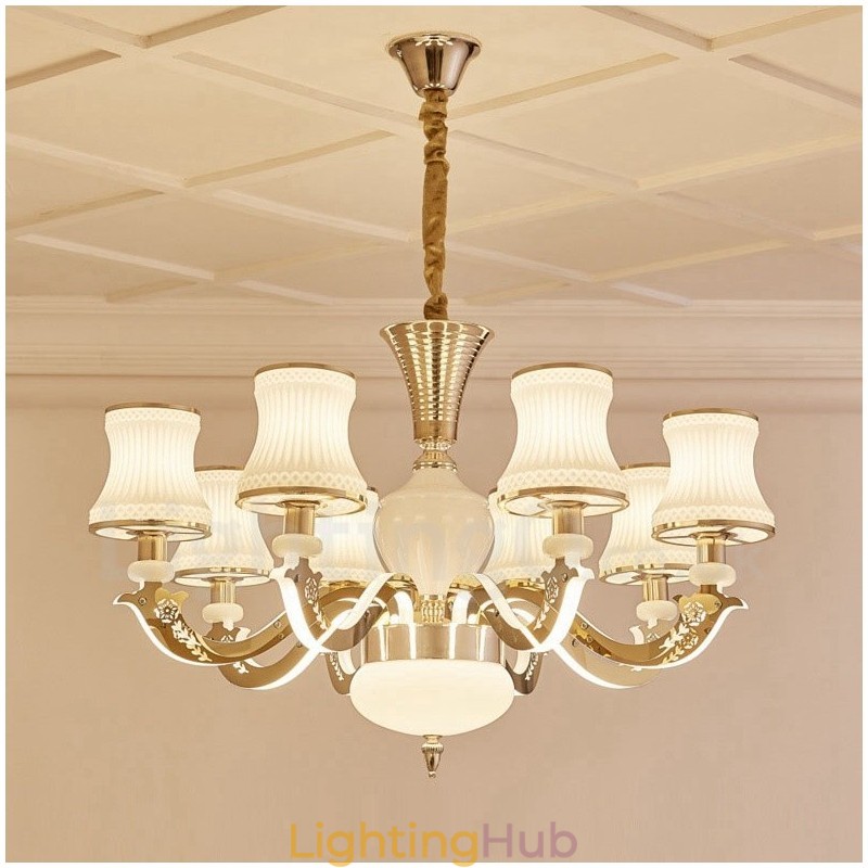 8 Light Traditional Classic Integrated Metal Chandelier