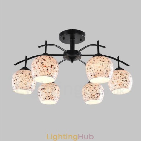 6 Light Mediterranean Style Integrated Chandelier with Glass Shade 6 Light Mediterranean Style Integrated Chandelier with Glass Shade
