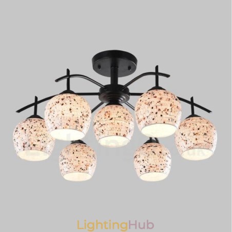 7 Light Mediterranean Style Integrated Chandelier with Glass Shade 7 Light Mediterranean Style Integrated Chandelier with Glass Shade