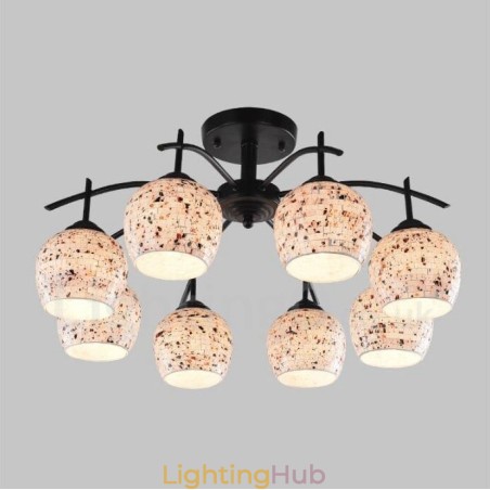 8 Light Mediterranean Style Integrated Chandelier with Glass Shade 8 Light Mediterranean Style Integrated Chandelier with Glass Shade