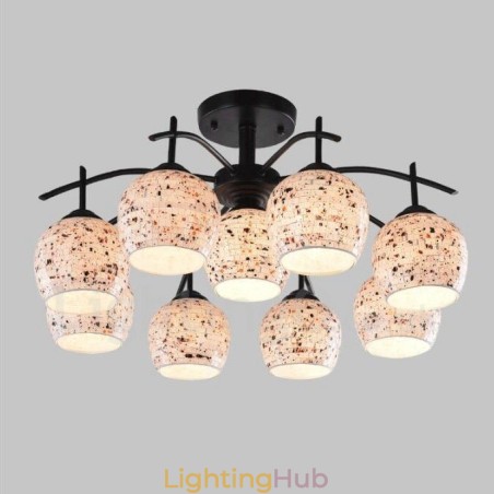 9 Light Mediterranean Style Integrated Chandelier with Glass Shade 9 Light Mediterranean Style Integrated Chandelier with Glass Shade