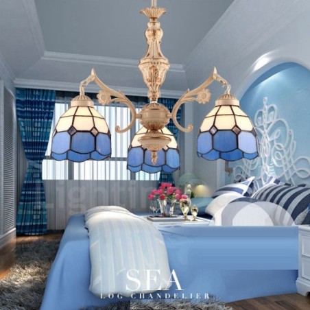 3 Light Mediterranean Style Integrated Metal Chandelier with Glass Shade 3 Light Mediterranean Style Integrated Metal Chandelier with Glass Shade