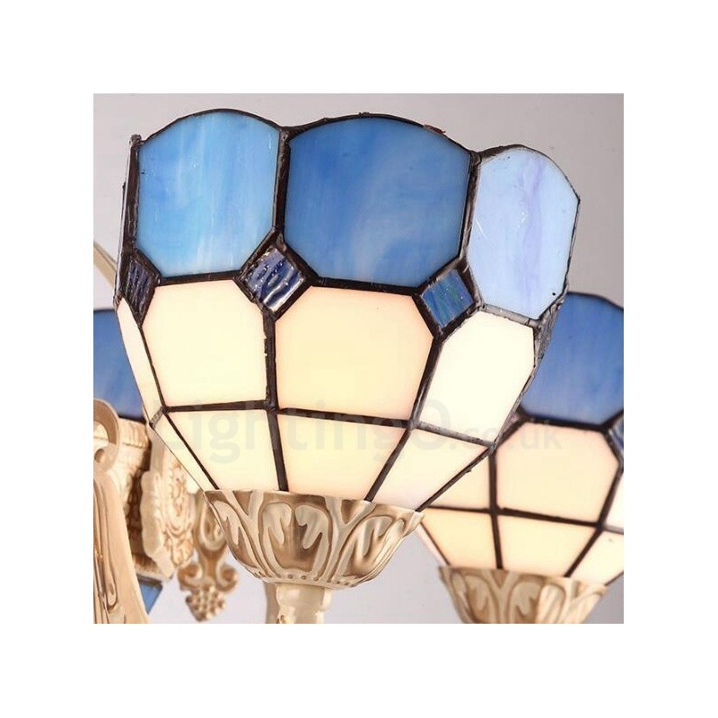 3 Light Mediterranean Style Integrated Metal Chandelier with Glass Shade