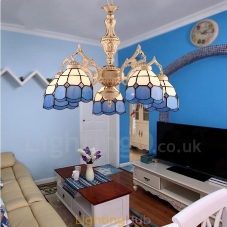 5 Light Mediterranean Style Integrated Metal Chandelier with Glass Shade 5 Light Mediterranean Style Integrated Metal Chandelier with Glass Shade