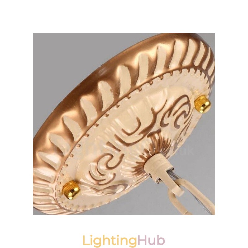 5 Light Mediterranean Style Integrated Metal Chandelier with Glass Shade