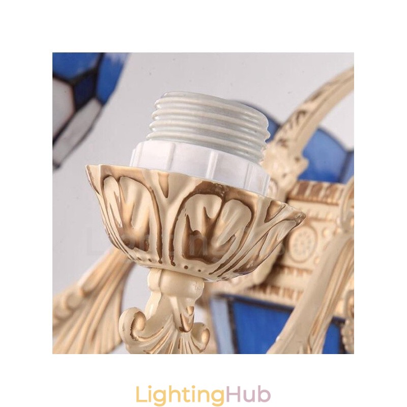 5 Light Mediterranean Style Integrated Metal Chandelier with Glass Shade