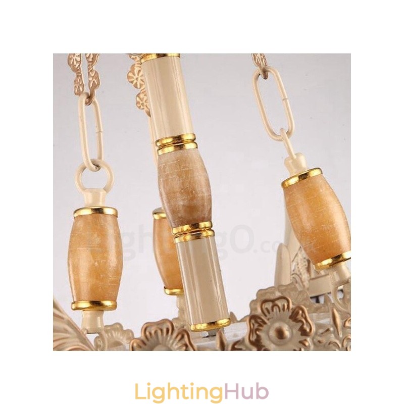 11 Light Mediterranean Style Integrated Metal Chandelier with Glass Shade