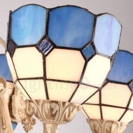 11 Light Mediterranean Style Integrated Metal Chandelier with Glass Shade