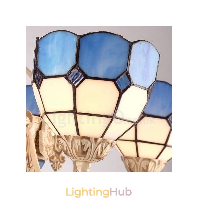 11 Light Mediterranean Style Integrated Metal Chandelier with Glass Shade