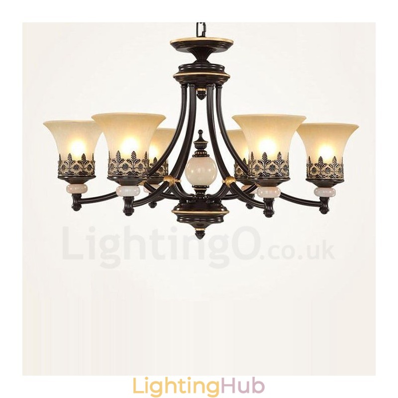 6 Light Traditional Classic Integrated Metal Chandelier