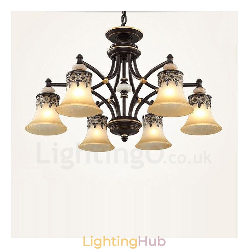 6 Light Traditional Classic Integrated Metal Chandelier