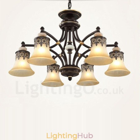 6 Light Traditional Classic Integrated Metal Chandelier