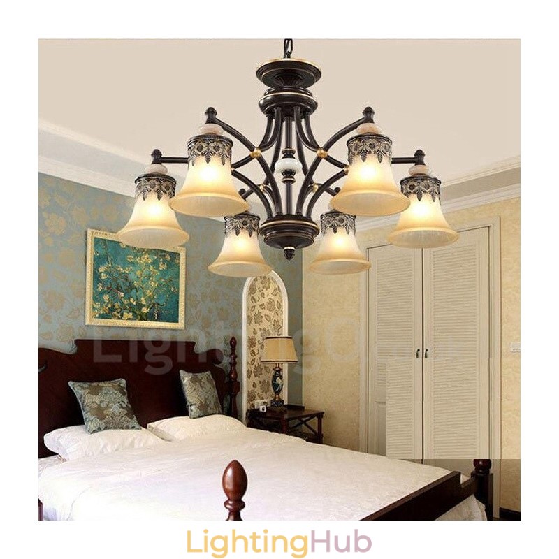 6 Light Traditional Classic Integrated Metal Chandelier