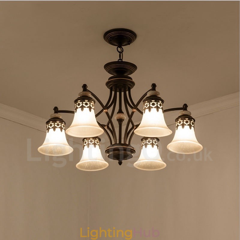 6 Light Traditional Classic Integrated Metal Chandelier