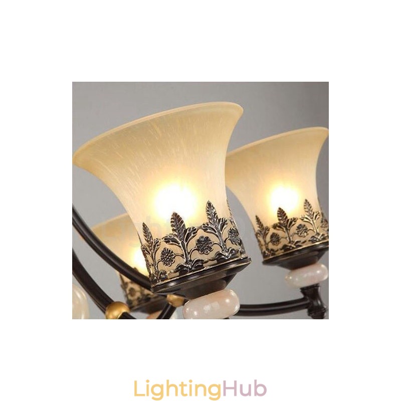 8 Light Traditional Classic Integrated Metal Chandelier