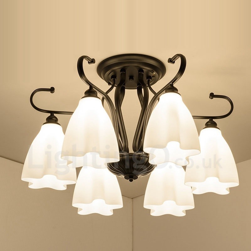 6 Light Rustic Lodge Integrated Chandelier