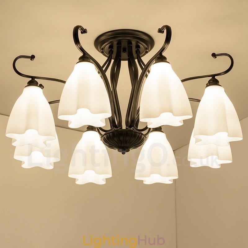 8 Light Rustic Lodge Integrated Chandelier