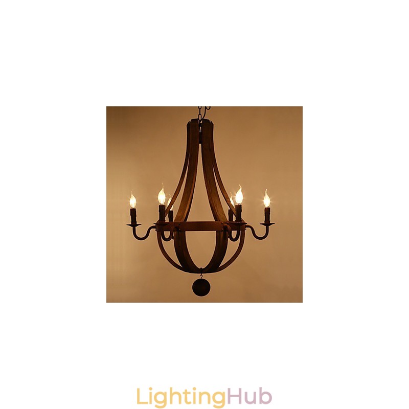 Vintage Amercian Rustic Wooden Pendant Winerel Chandelier Lamp Liviing and Lamp