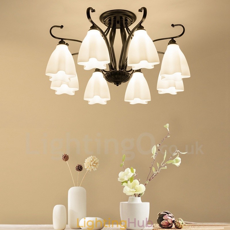 8 Light Rustic Lodge Integrated Chandelier