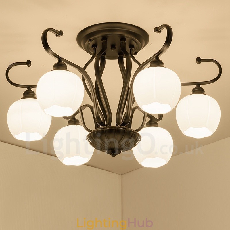 6 Light Rustic Lodge Integrated Chandelier