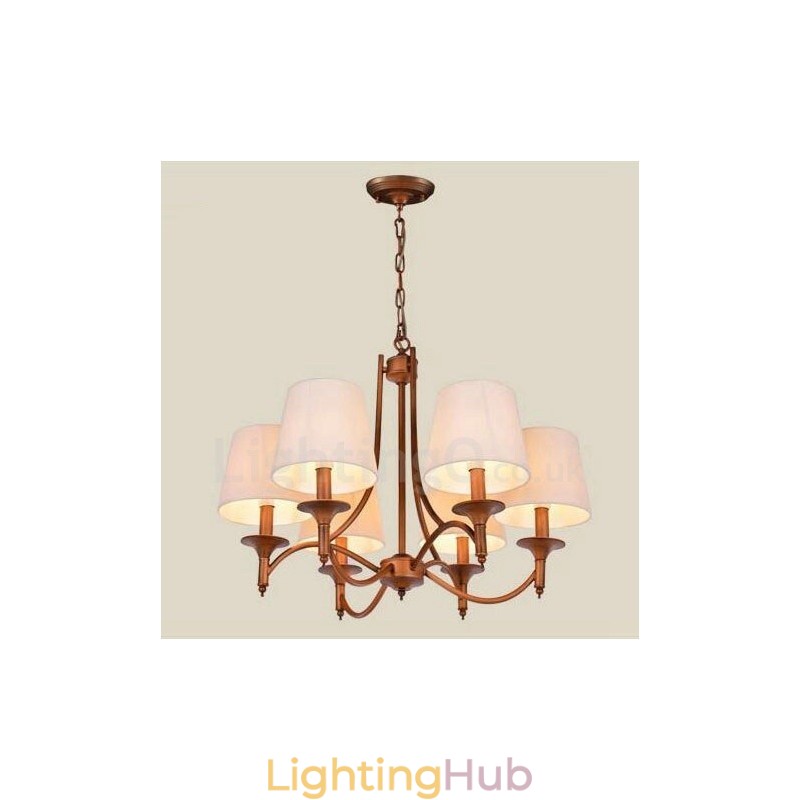 6 Light Rustic Lodge Integrated Metal Chandelier