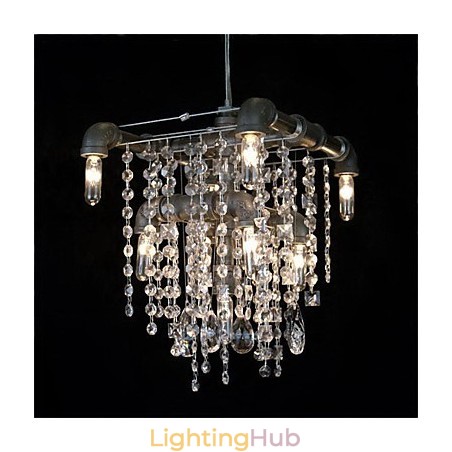 North American Style Characteristic Crystal 9 Light Chandelier In Pipe Design North American Style Characteristic Crystal 9 Light Chandelier In Pipe Design