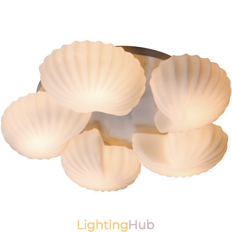 Conch 5 Light Traditional Classic Integrated Chandelier with Glass Shade