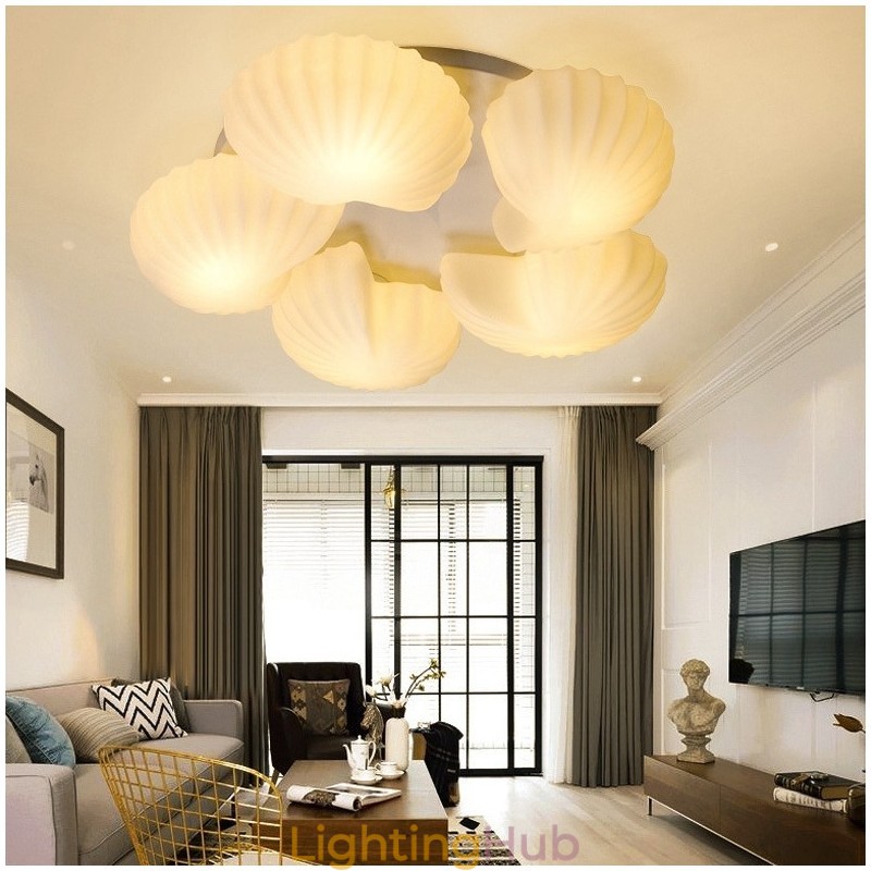 Conch 5 Light Traditional Classic Integrated Chandelier with Glass Shade