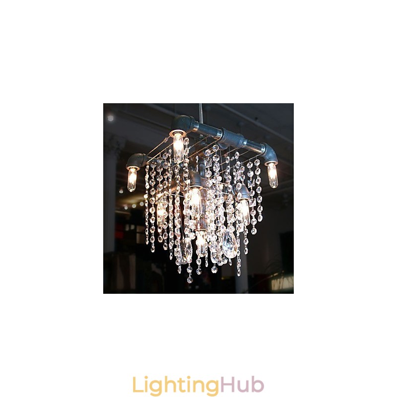 North American Style Characteristic Crystal 9 Light Chandelier In Pipe Design