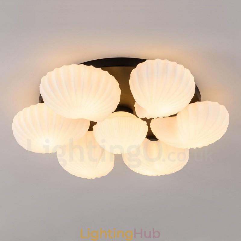 7 Light Traditional Classic Integrated Chandelier with Glass Shade