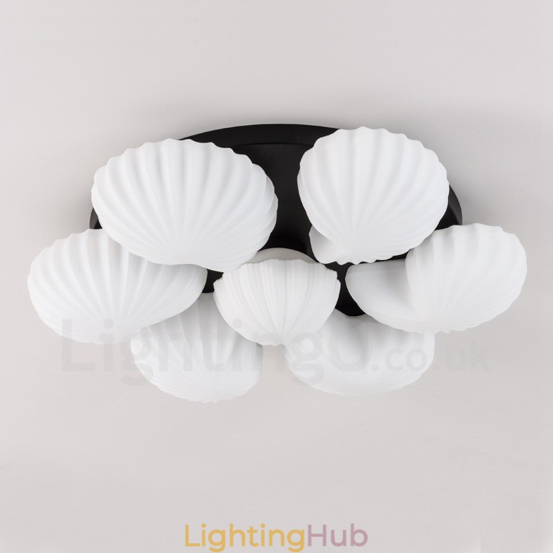 7 Light Traditional Classic Integrated Chandelier with Glass Shade
