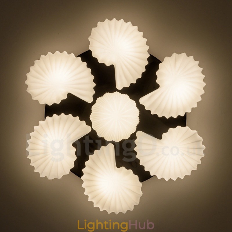 7 Light Traditional Classic Integrated Chandelier with Glass Shade